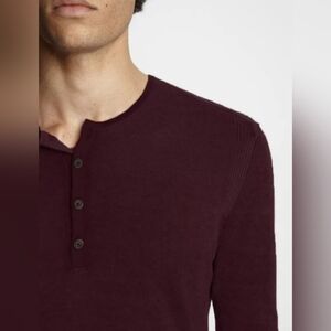 JOHN VARVATOS Artisan "Crimson" Silk, Cashmere Long Sleeve Henley MEDIUM +defect